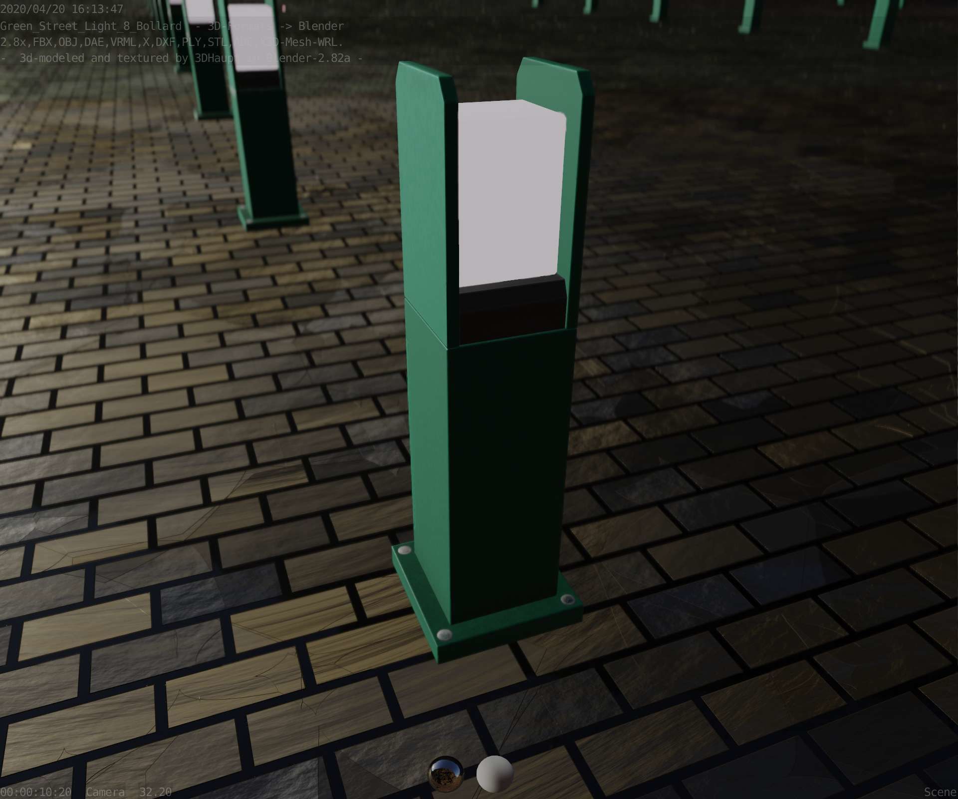 Street Light 8 Bollard 500mm Moss Green Version 1 Low-poly 3D model_60