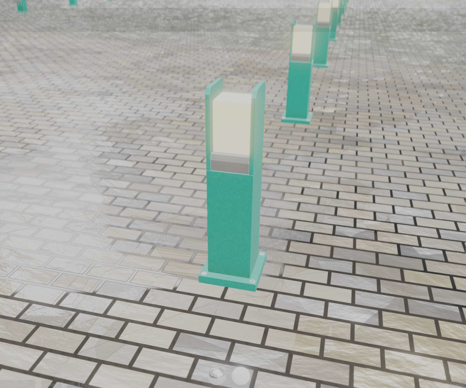 Street Light 8 Bollard 500mm Moss Green Version 1 Low-poly 3D model_66