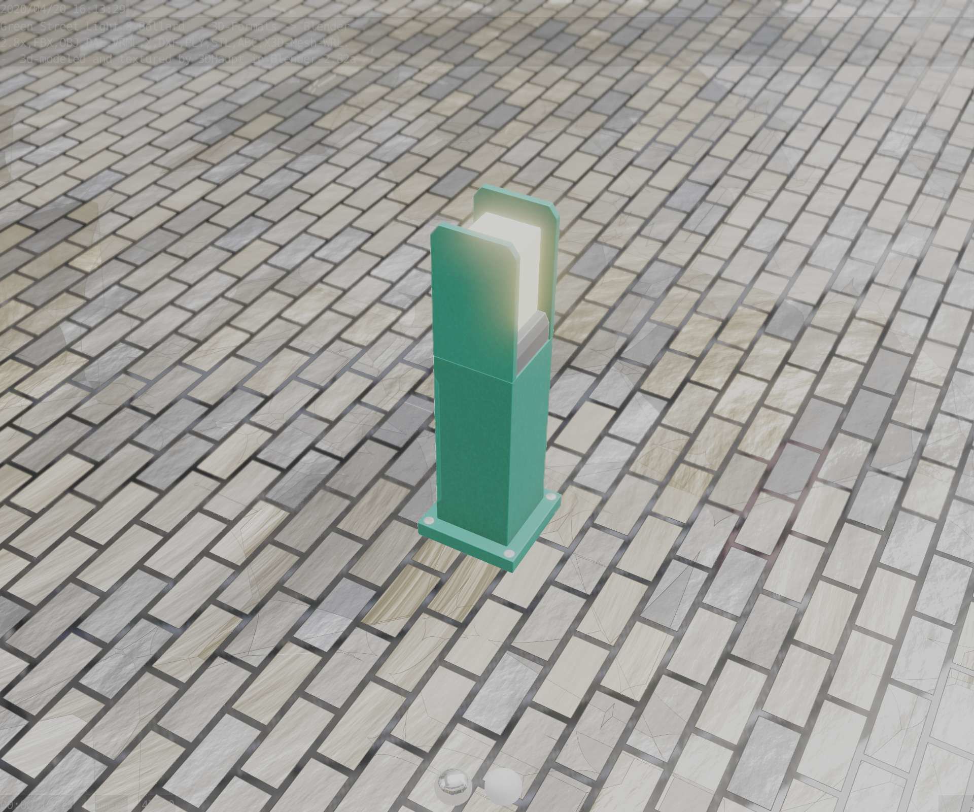 Street Light 8 Bollard 500mm Moss Green Version 1 Low-poly 3D model_53