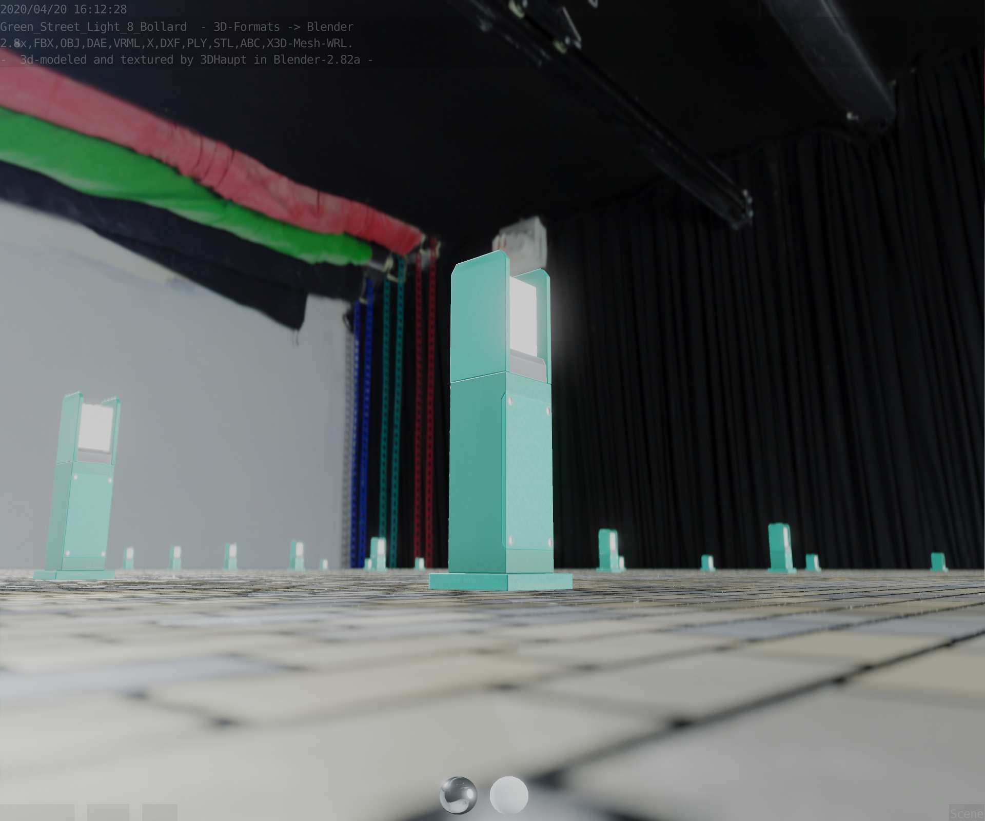 Street Light 8 Bollard 500mm Moss Green Version 1 Low-poly 3D model_25