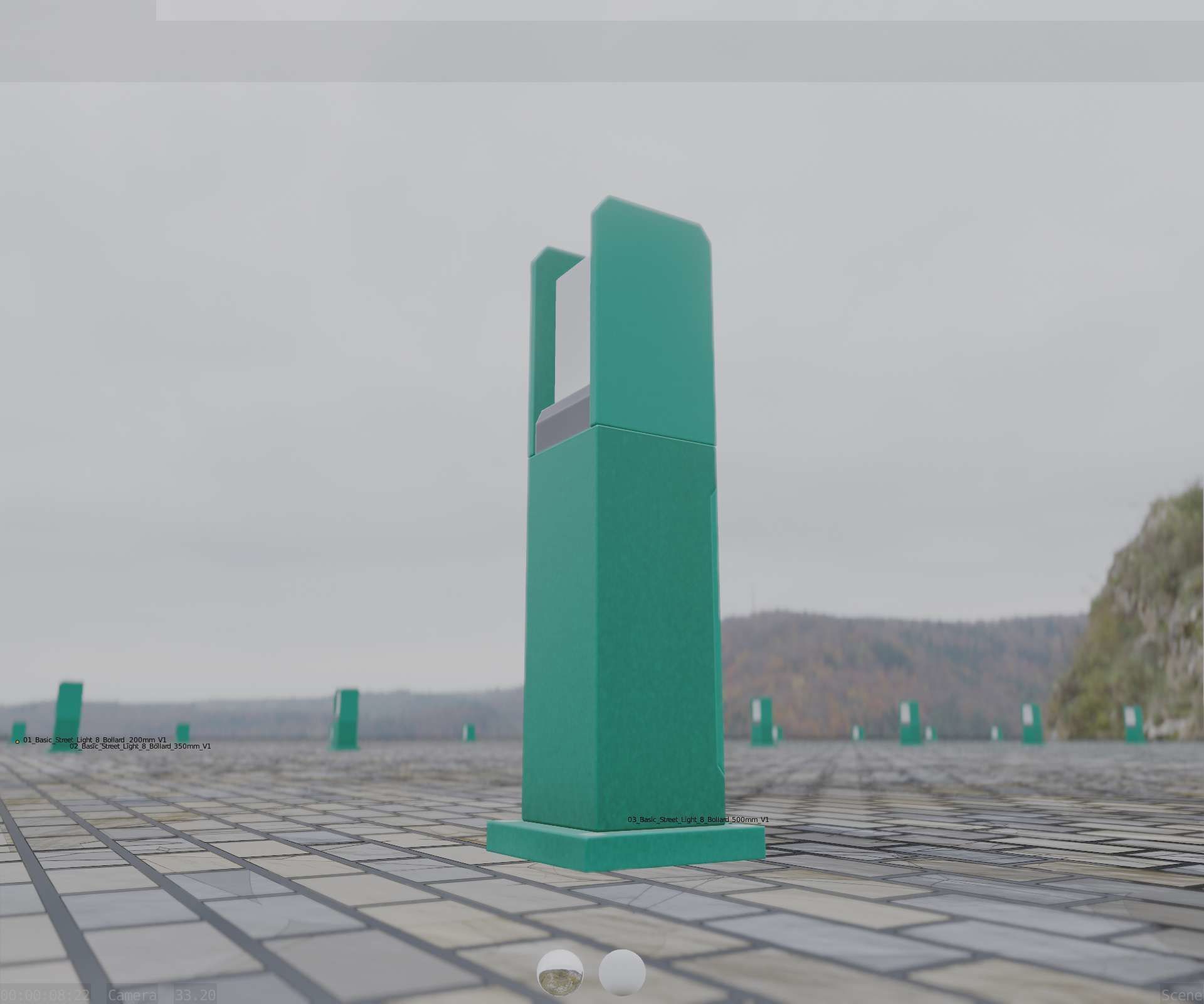 Street Light 8 Bollard 500mm Moss Green Version 1 Low-poly 3D model_15