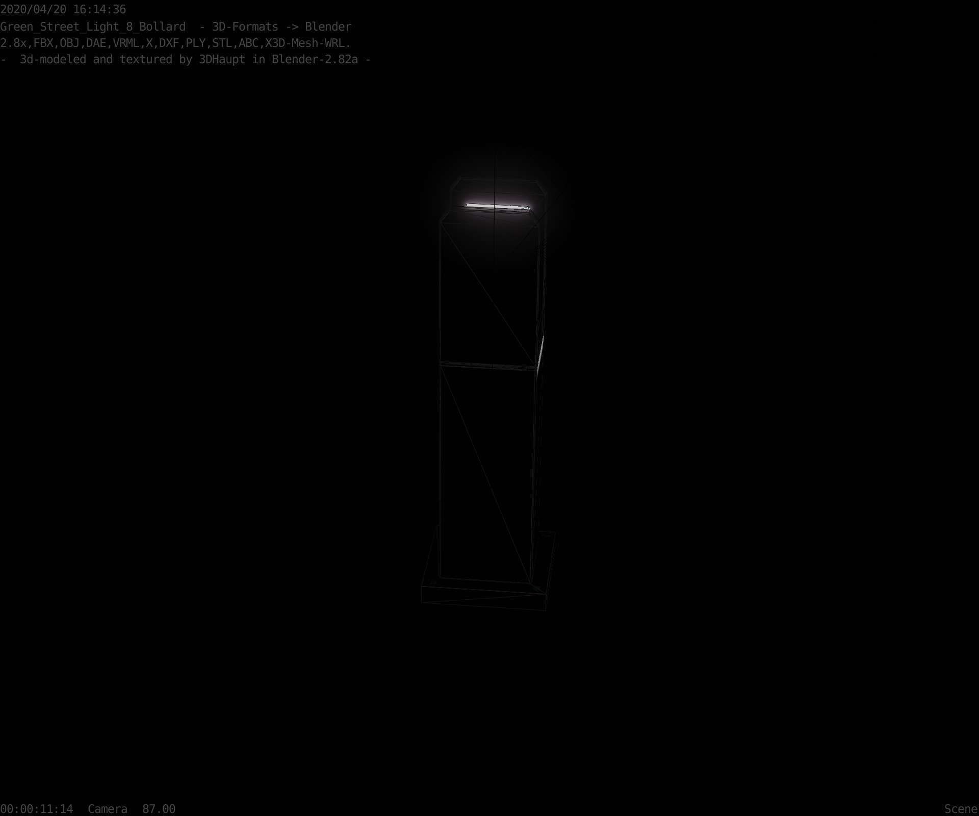 Street Light 8 Bollard 500mm Moss Green Version 1 Low-poly 3D model_78