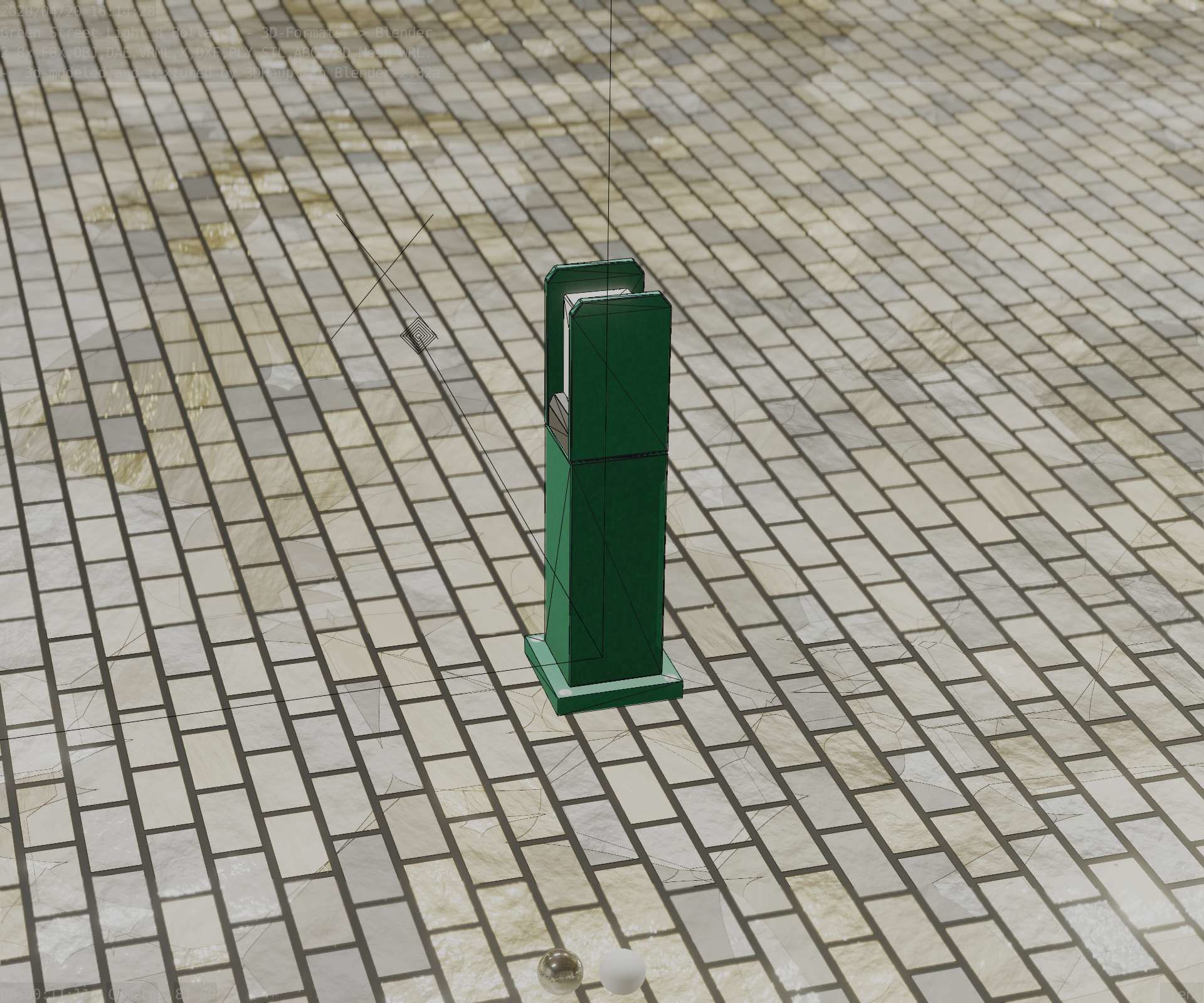 Street Light 8 Bollard 500mm Moss Green Version 1 Low-poly 3D model_75