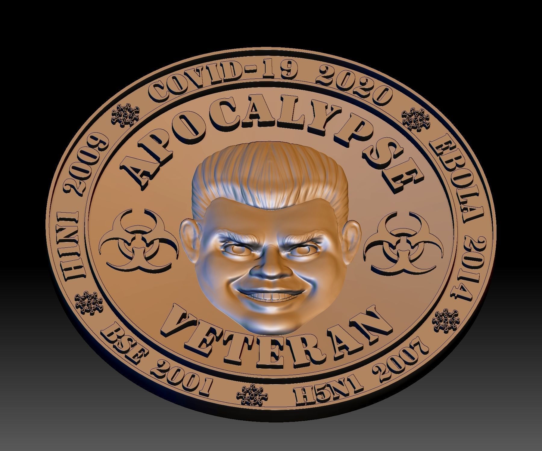 Apocalypse Veteran medal DOOM face 3D print model_2