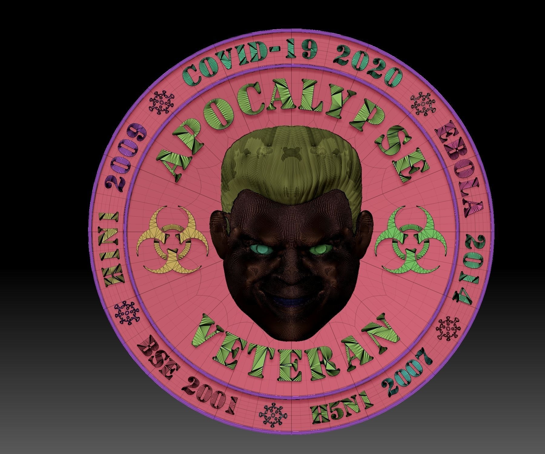 Apocalypse Veteran medal DOOM face 3D print model_6