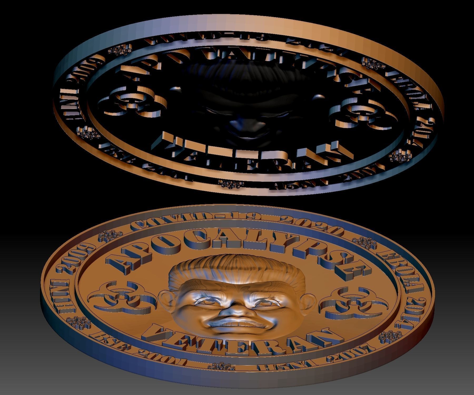 Apocalypse Veteran medal DOOM face 3D print model_5