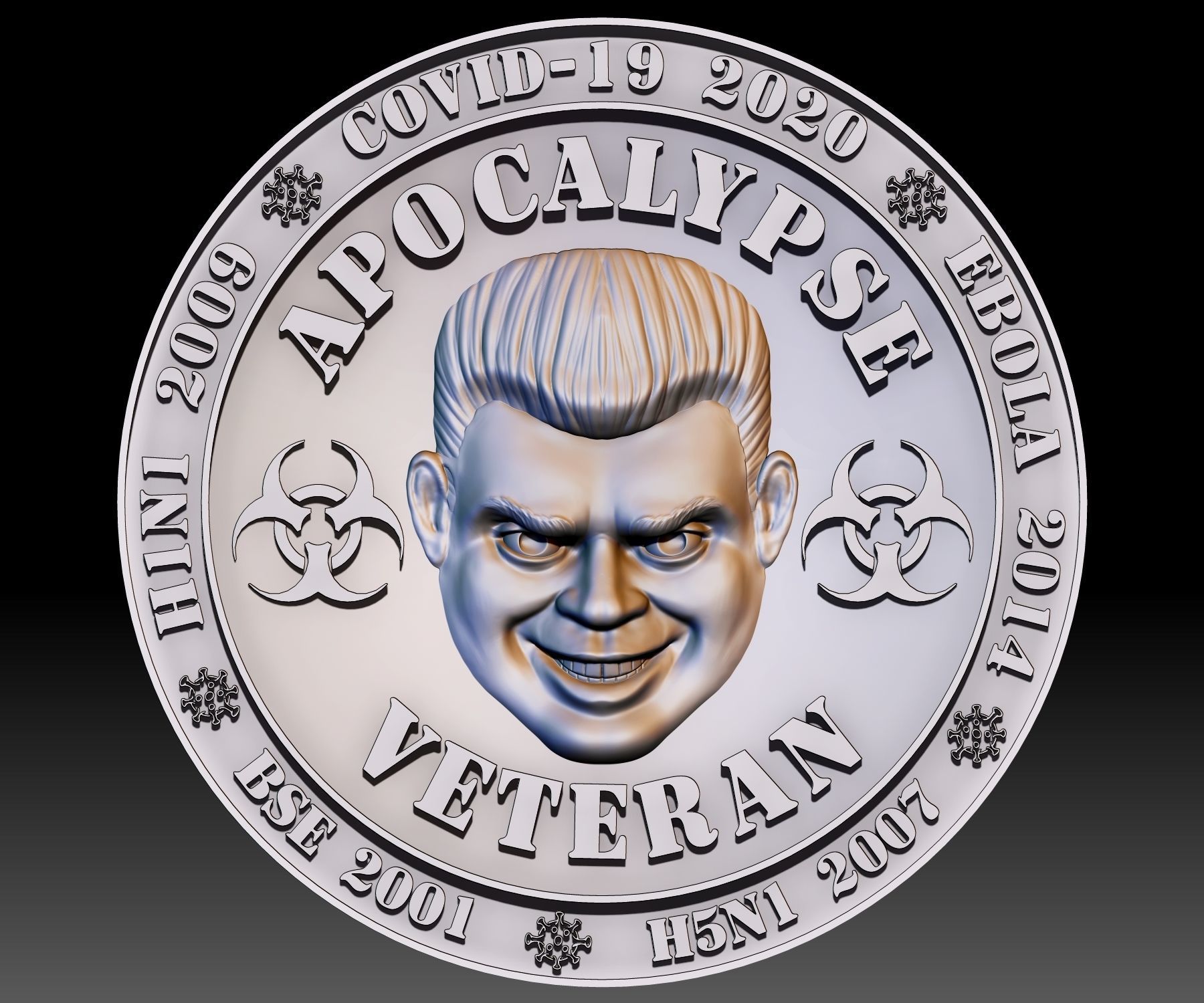 Apocalypse Veteran medal DOOM face 3D print model_1
