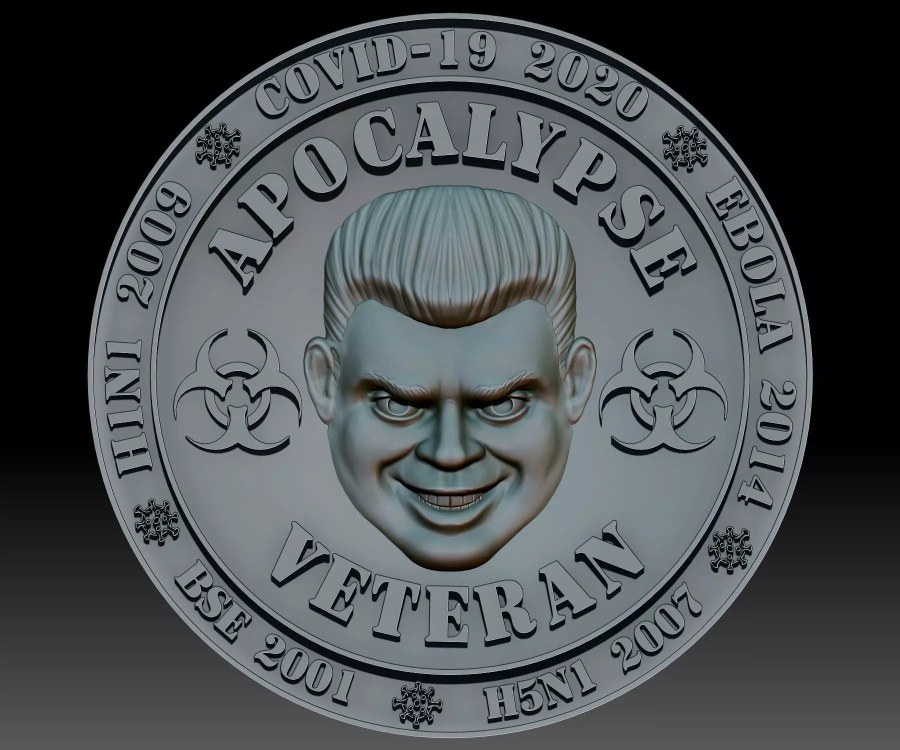 Apocalypse Veteran medal DOOM face 3D print model_0