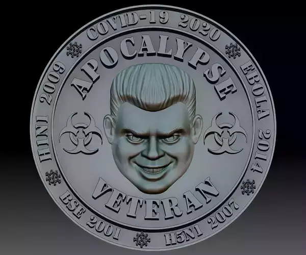 Apocalypse Veteran medal DOOM face 3D print model