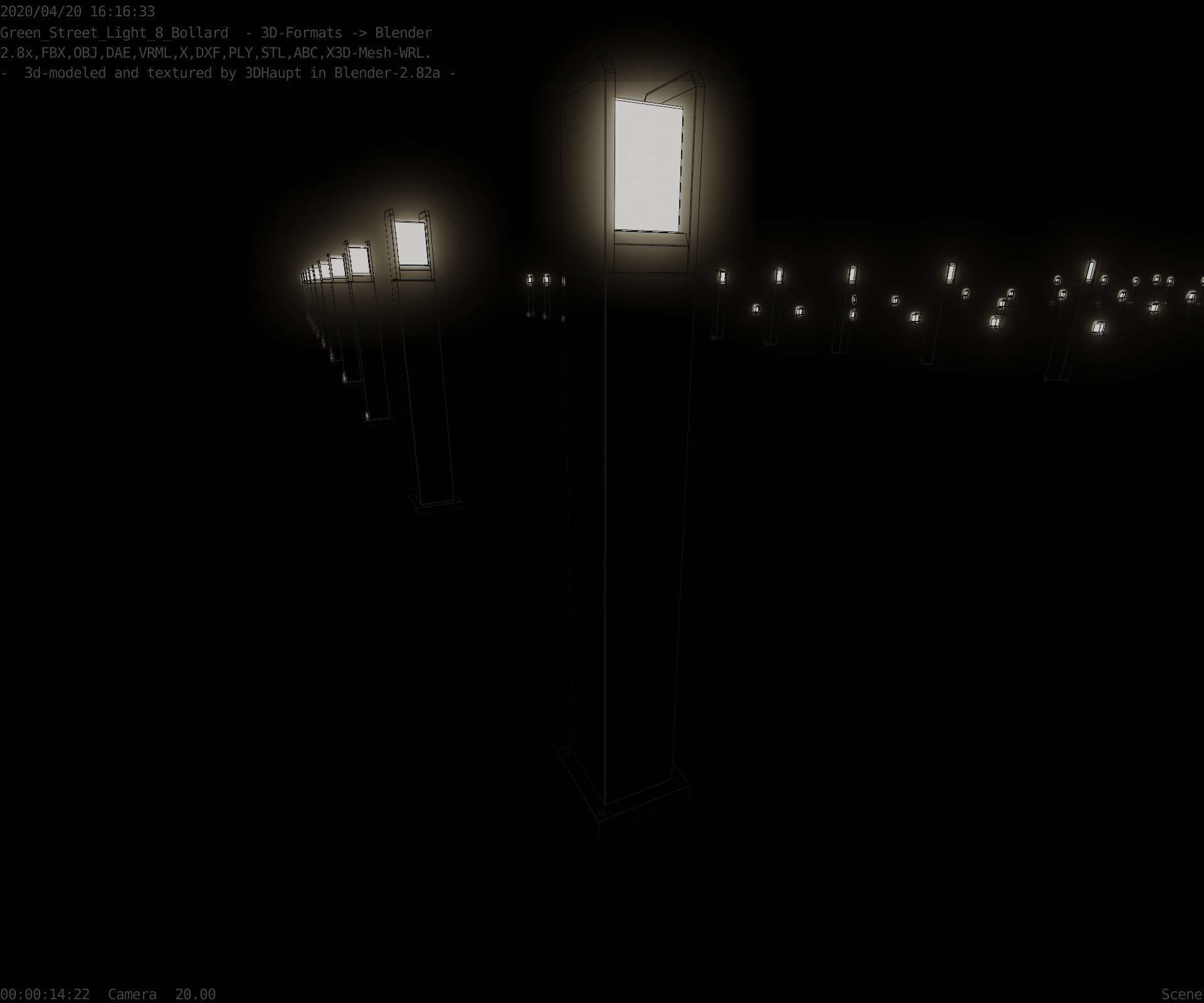 Street Light 8 Bollard 900mm Moss Green Version 1 Low-poly 3D model_58