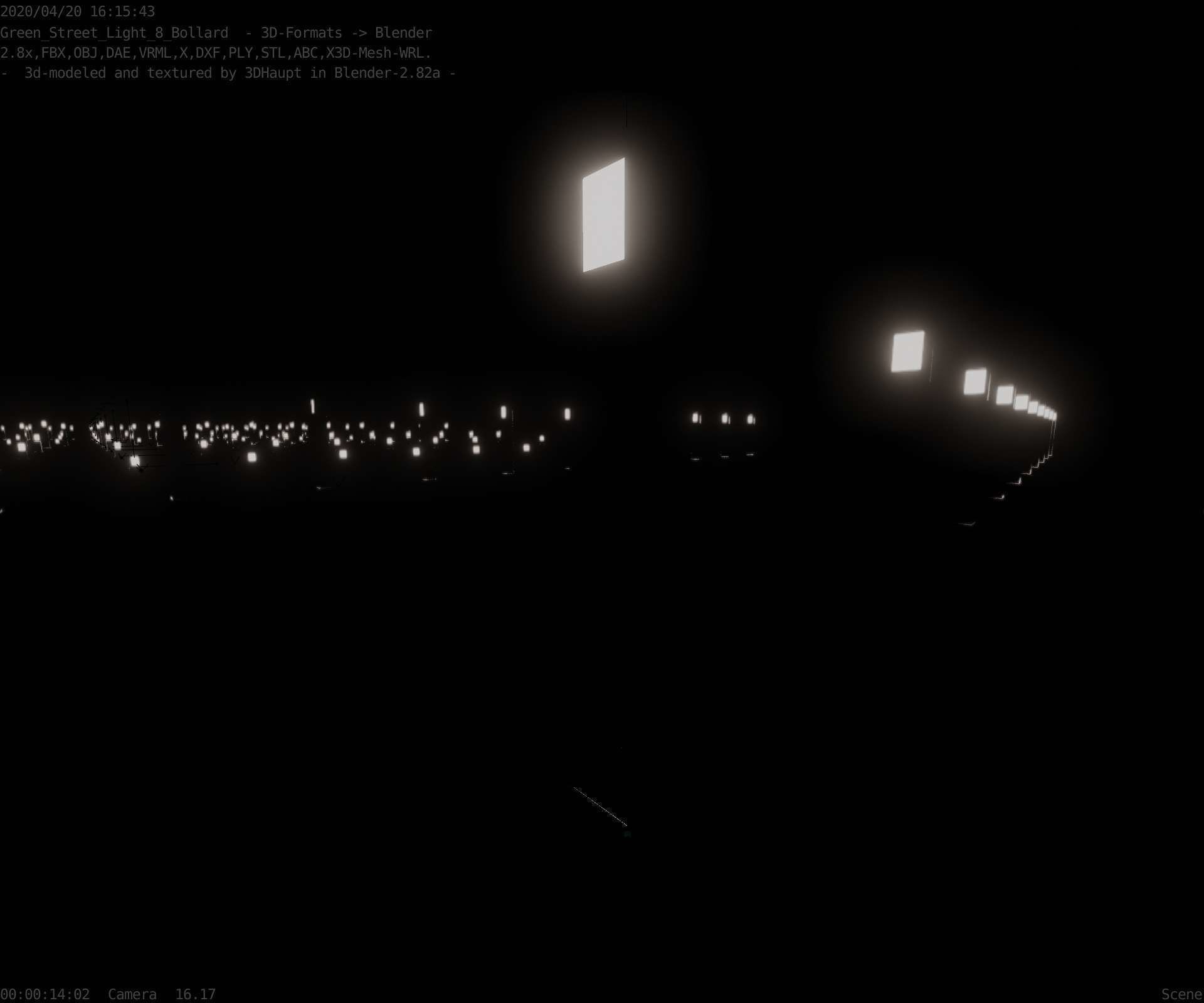 Street Light 8 Bollard 900mm Moss Green Version 1 Low-poly 3D model_38