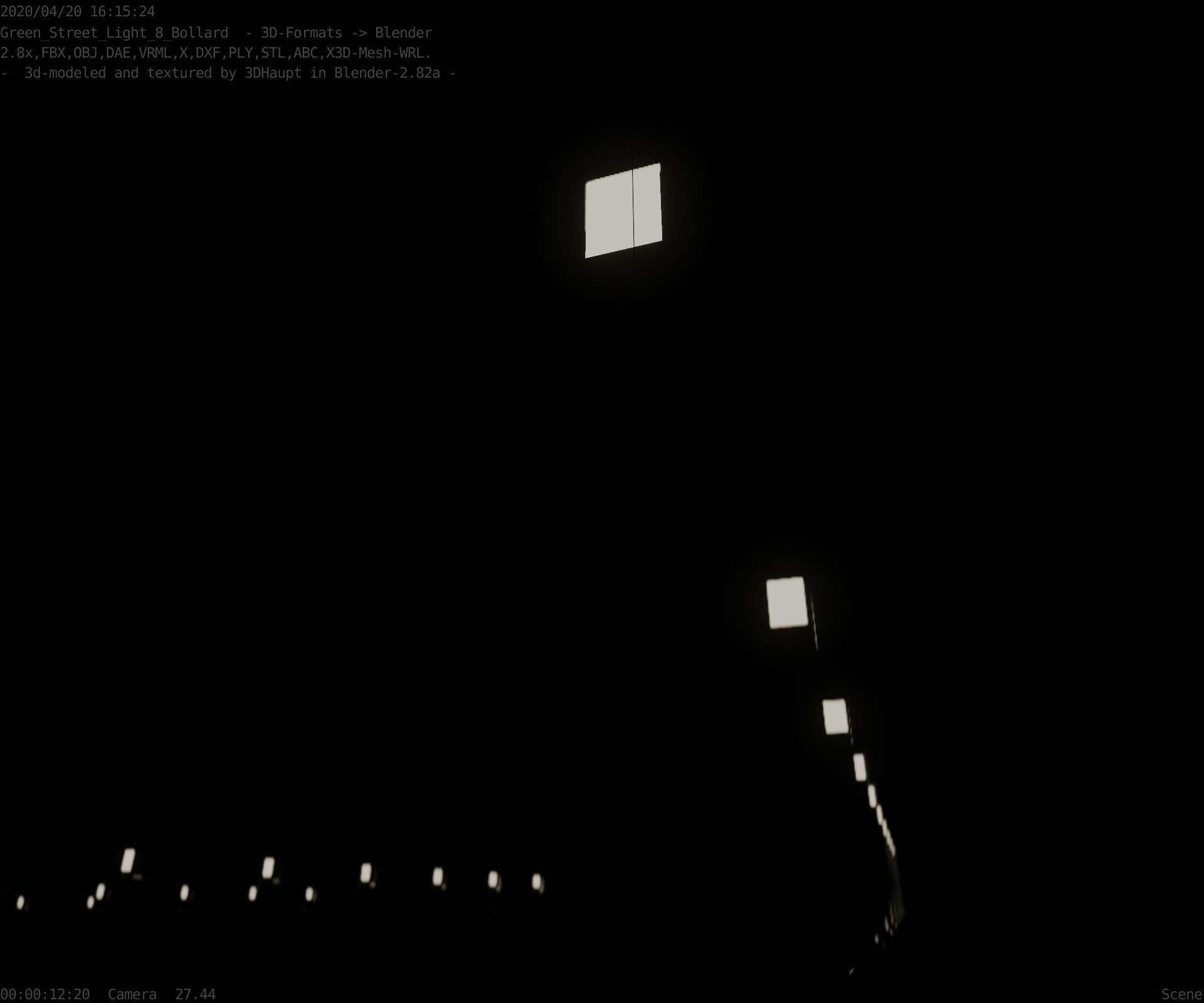 Street Light 8 Bollard 900mm Moss Green Version 1 Low-poly 3D model_10