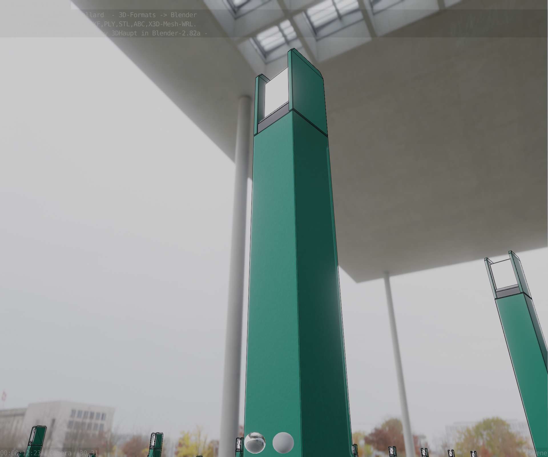 Street Light 8 Bollard 900mm Moss Green Version 1 Low-poly 3D model_12