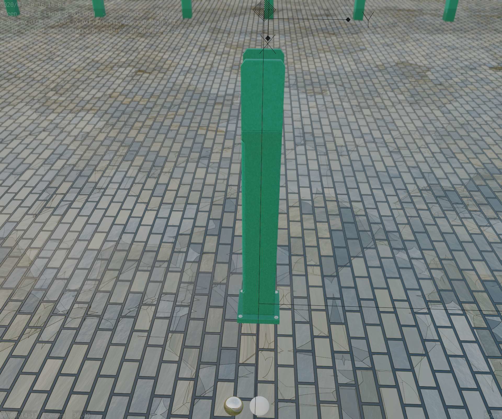 Street Light 8 Bollard 900mm Moss Green Version 1 Low-poly 3D model_47