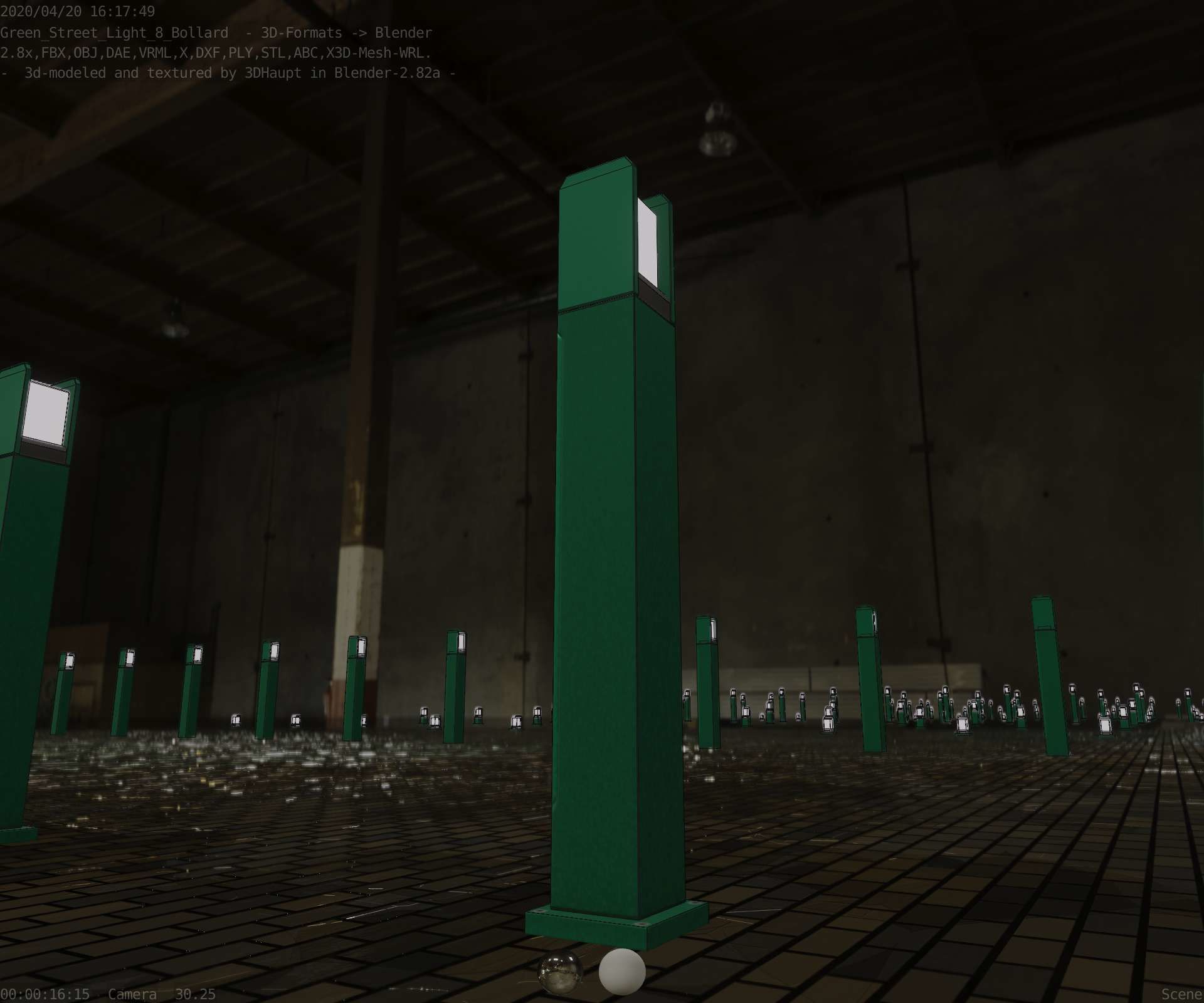 Street Light 8 Bollard 900mm Moss Green Version 1 Low-poly 3D model_99