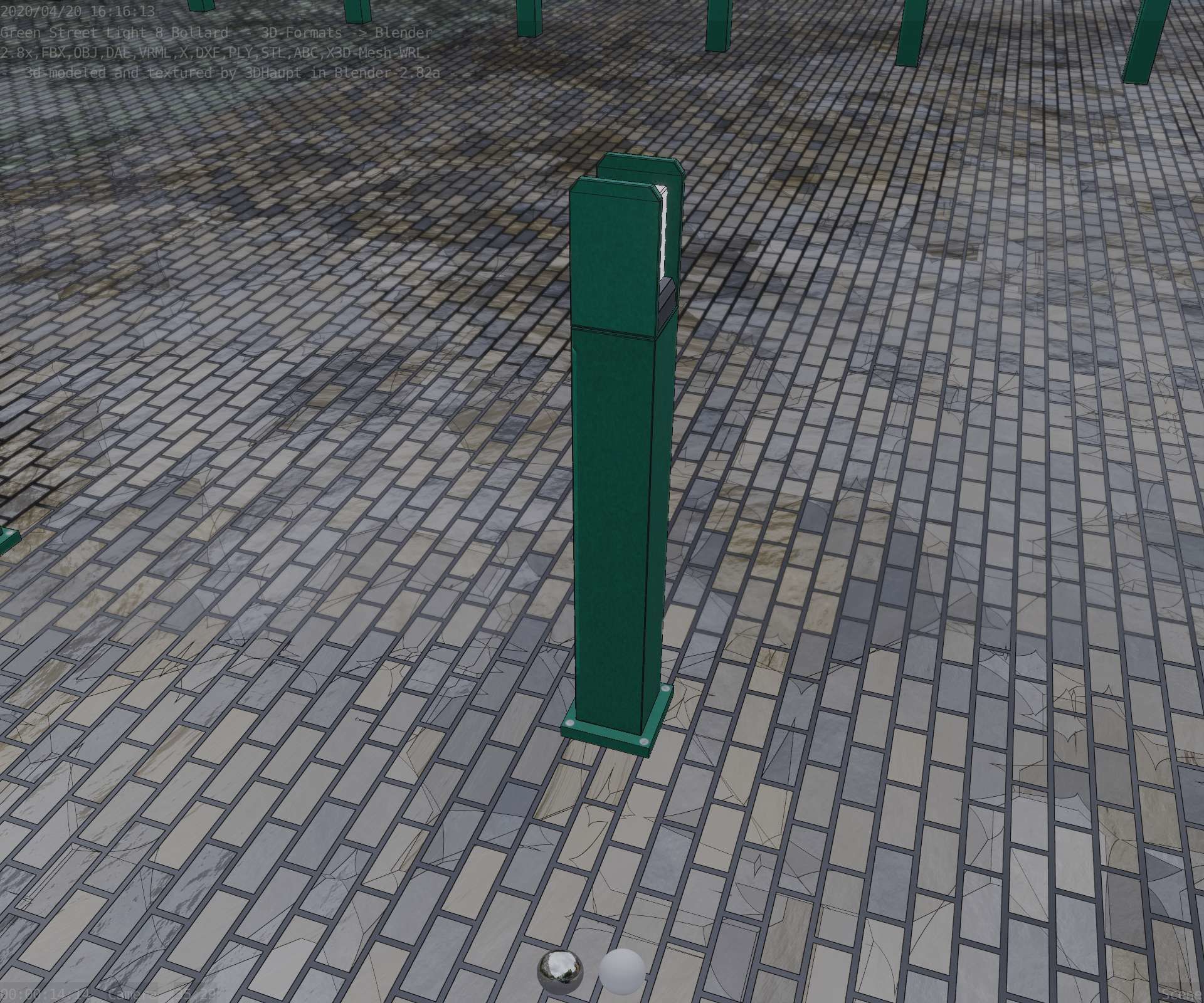 Street Light 8 Bollard 900mm Moss Green Version 1 Low-poly 3D model_50