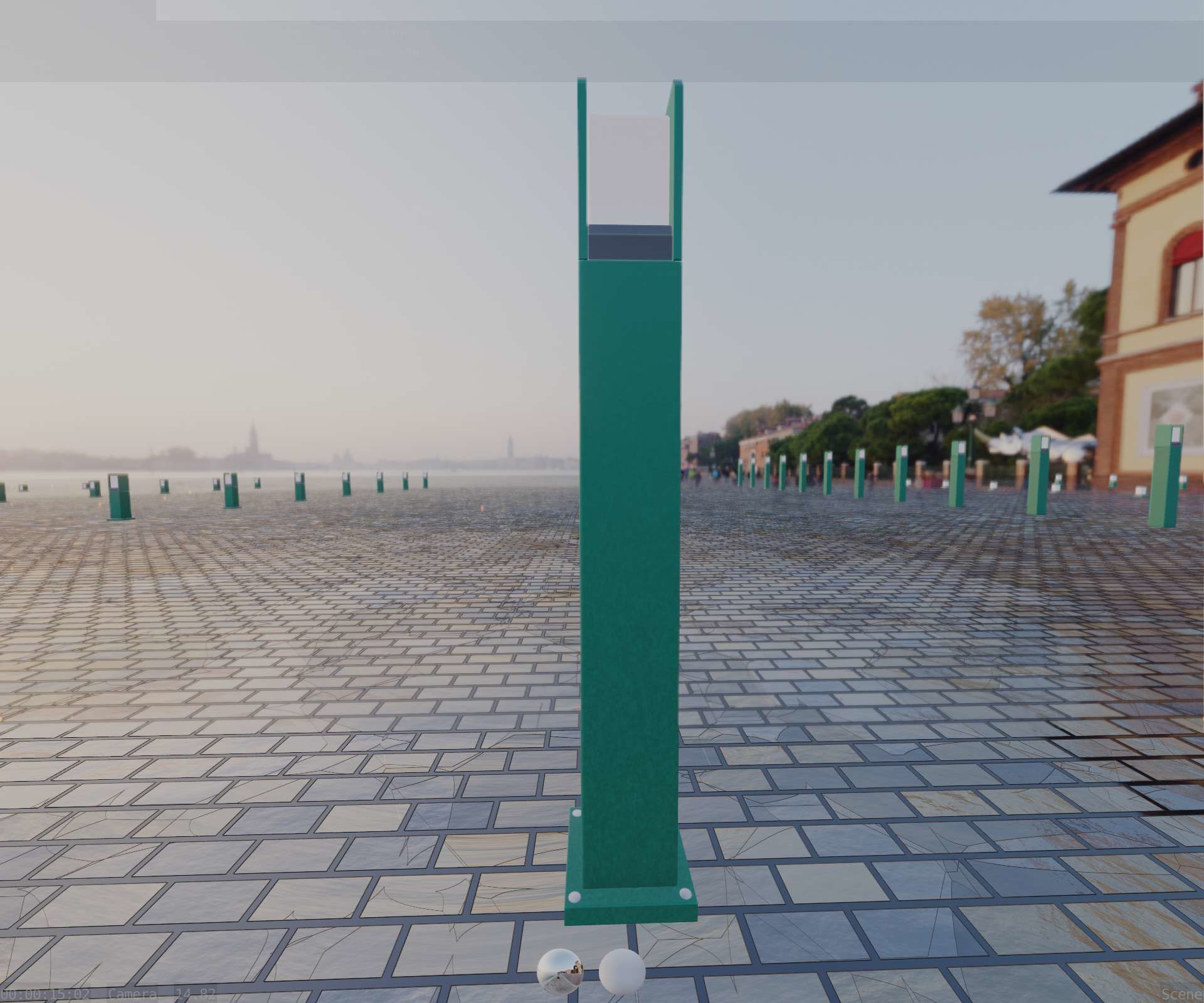 Street Light 8 Bollard 900mm Moss Green Version 1 Low-poly 3D model_62