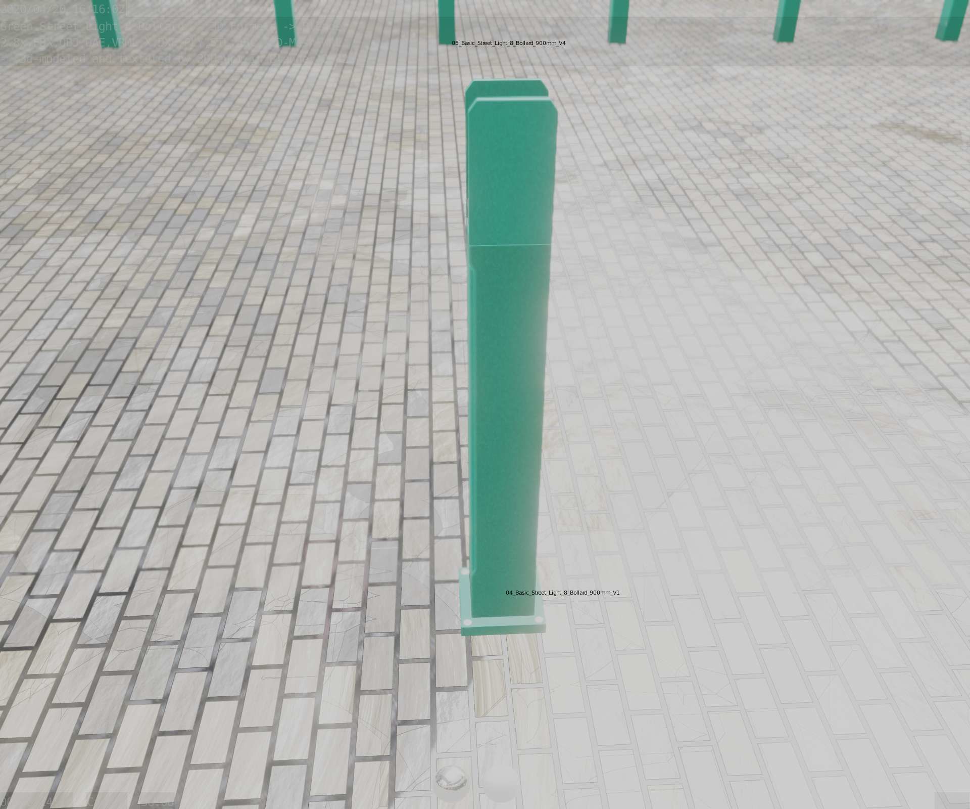 Street Light 8 Bollard 900mm Moss Green Version 1 Low-poly 3D model_46