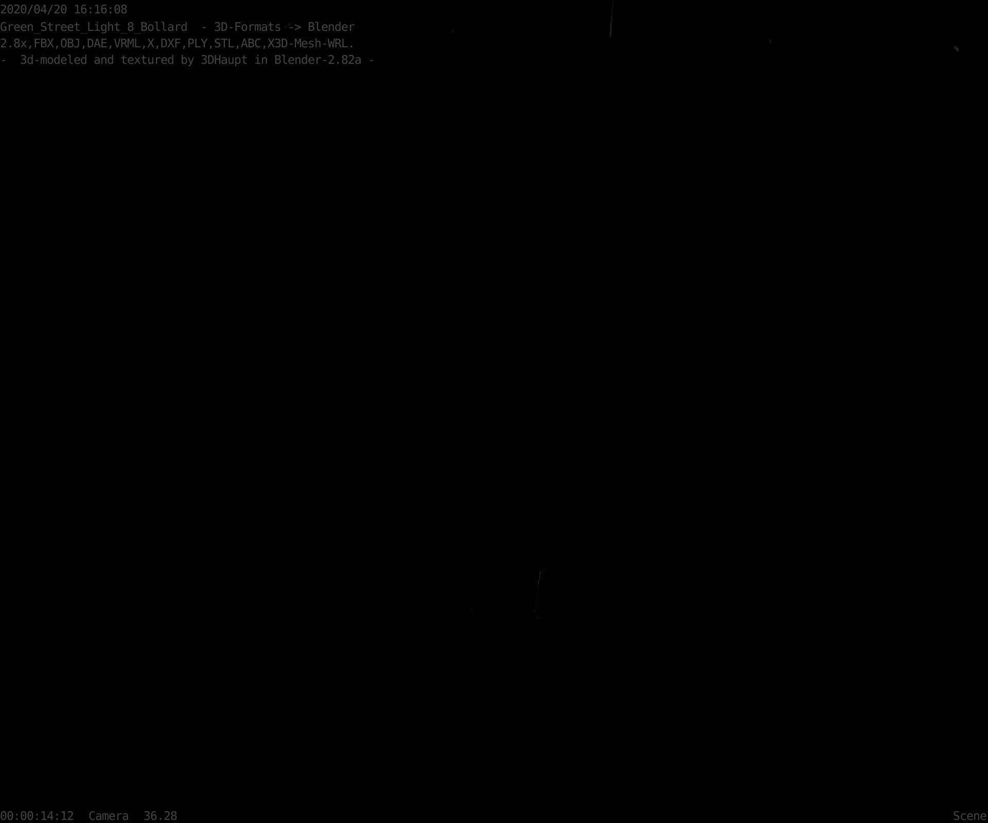 Street Light 8 Bollard 900mm Moss Green Version 1 Low-poly 3D model_48