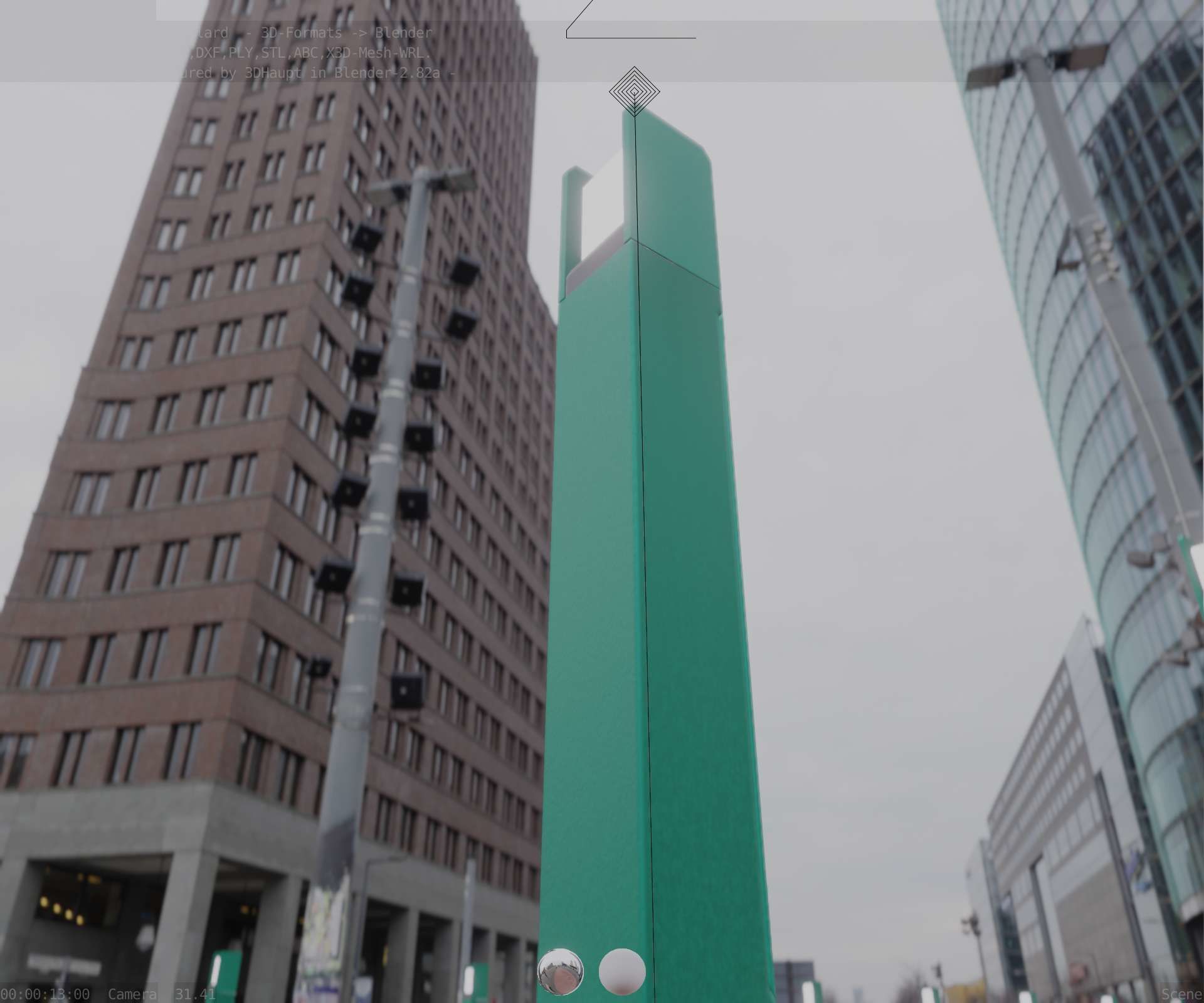 Street Light 8 Bollard 900mm Moss Green Version 1 Low-poly 3D model_13