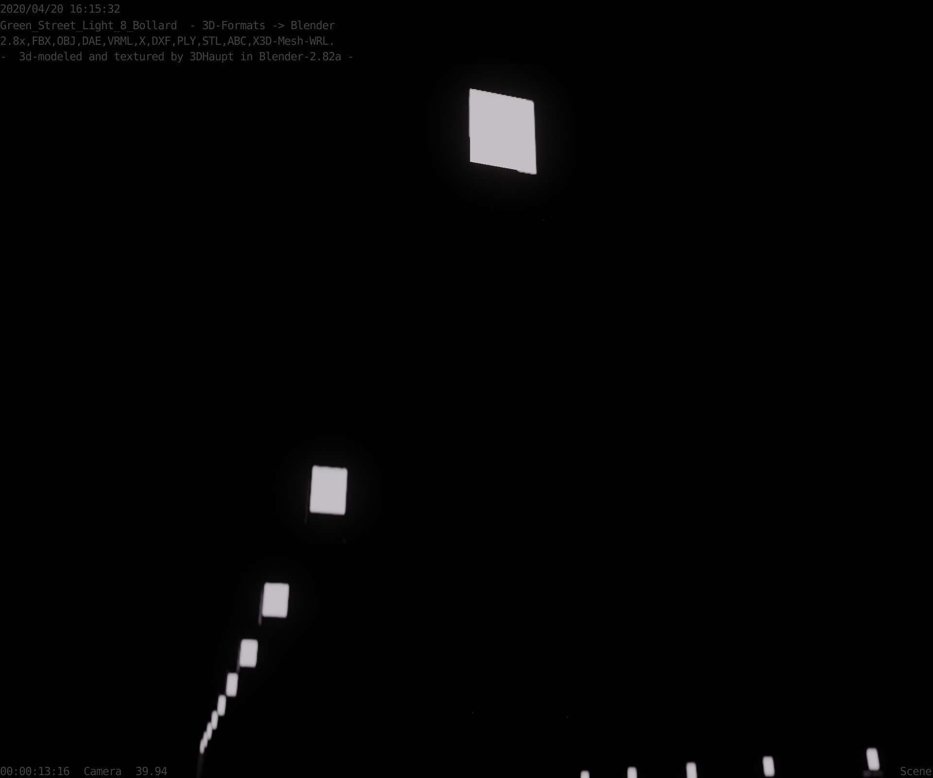 Street Light 8 Bollard 900mm Moss Green Version 1 Low-poly 3D model_28
