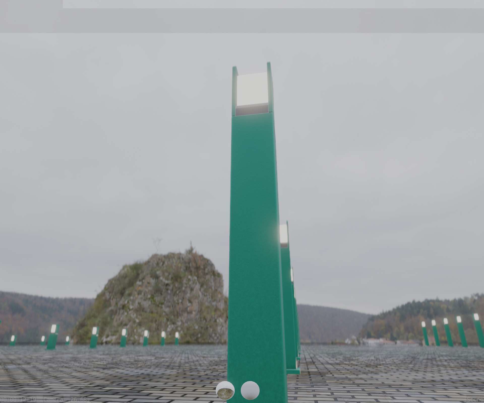 Street Light 8 Bollard 900mm Moss Green Version 1 Low-poly 3D model_9