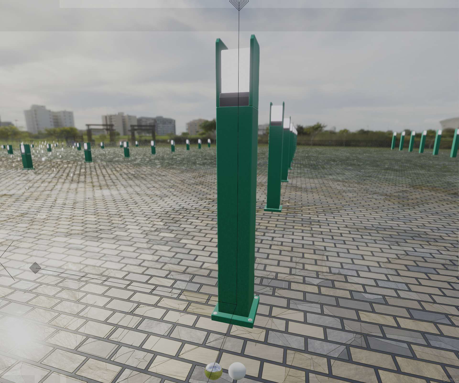 Street Light 8 Bollard 900mm Moss Green Version 1 Low-poly 3D model_65
