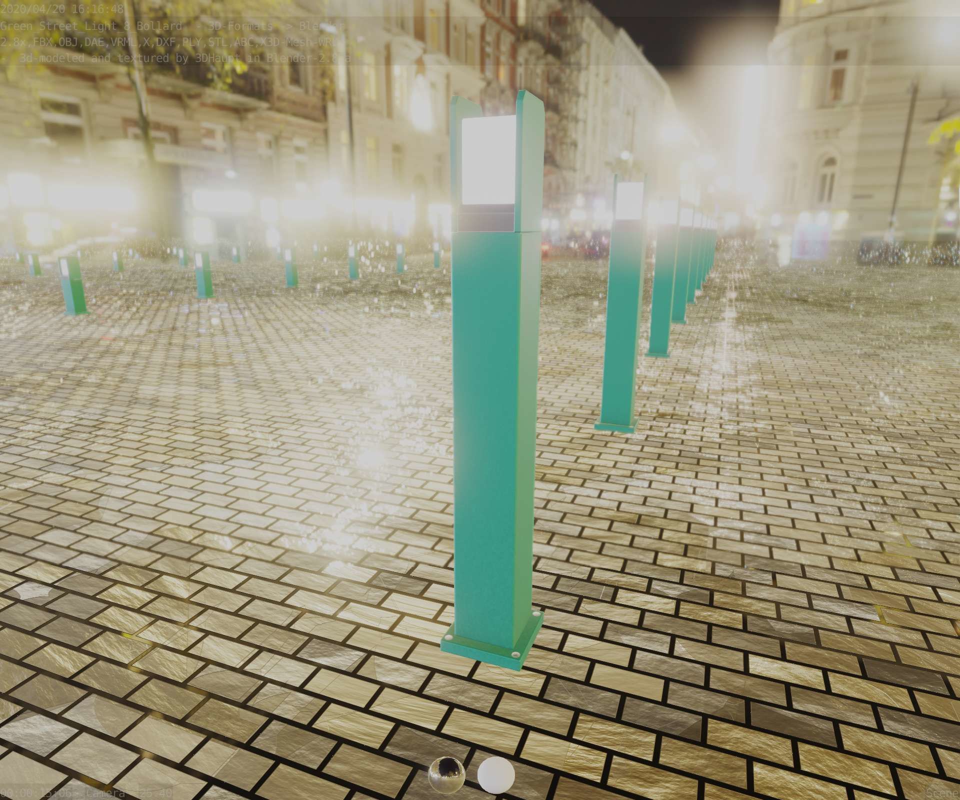 Street Light 8 Bollard 900mm Moss Green Version 1 Low-poly 3D model_66