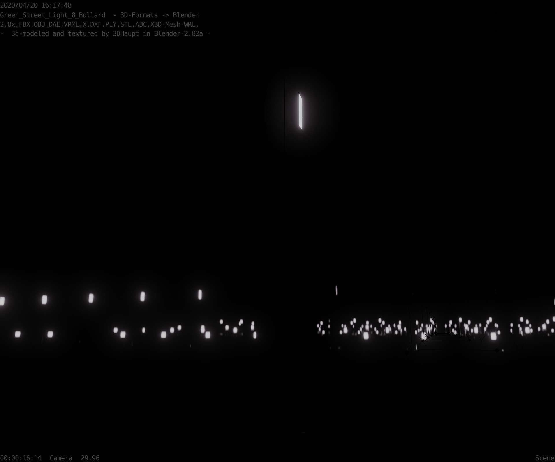 Street Light 8 Bollard 900mm Moss Green Version 1 Low-poly 3D model_98