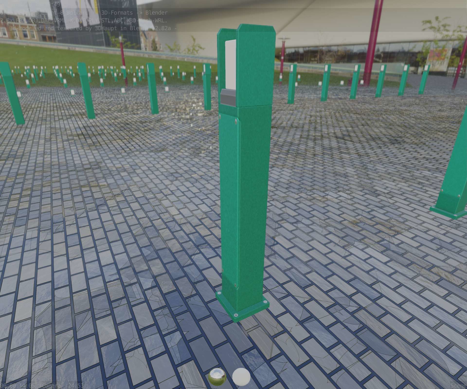Street Light 8 Bollard 900mm Moss Green Version 1 Low-poly 3D model_41