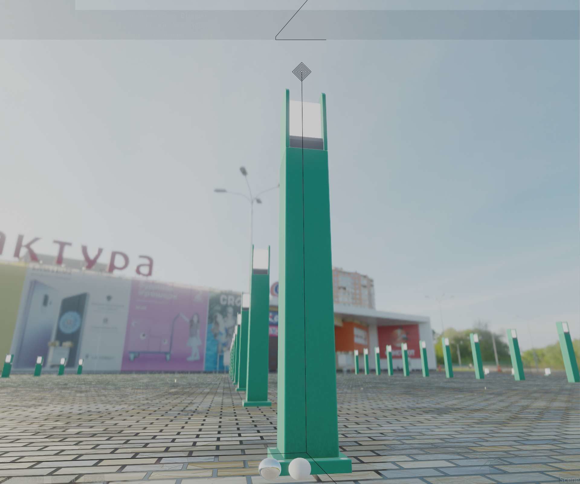 Street Light 8 Bollard 900mm Moss Green Version 1 Low-poly 3D model_8