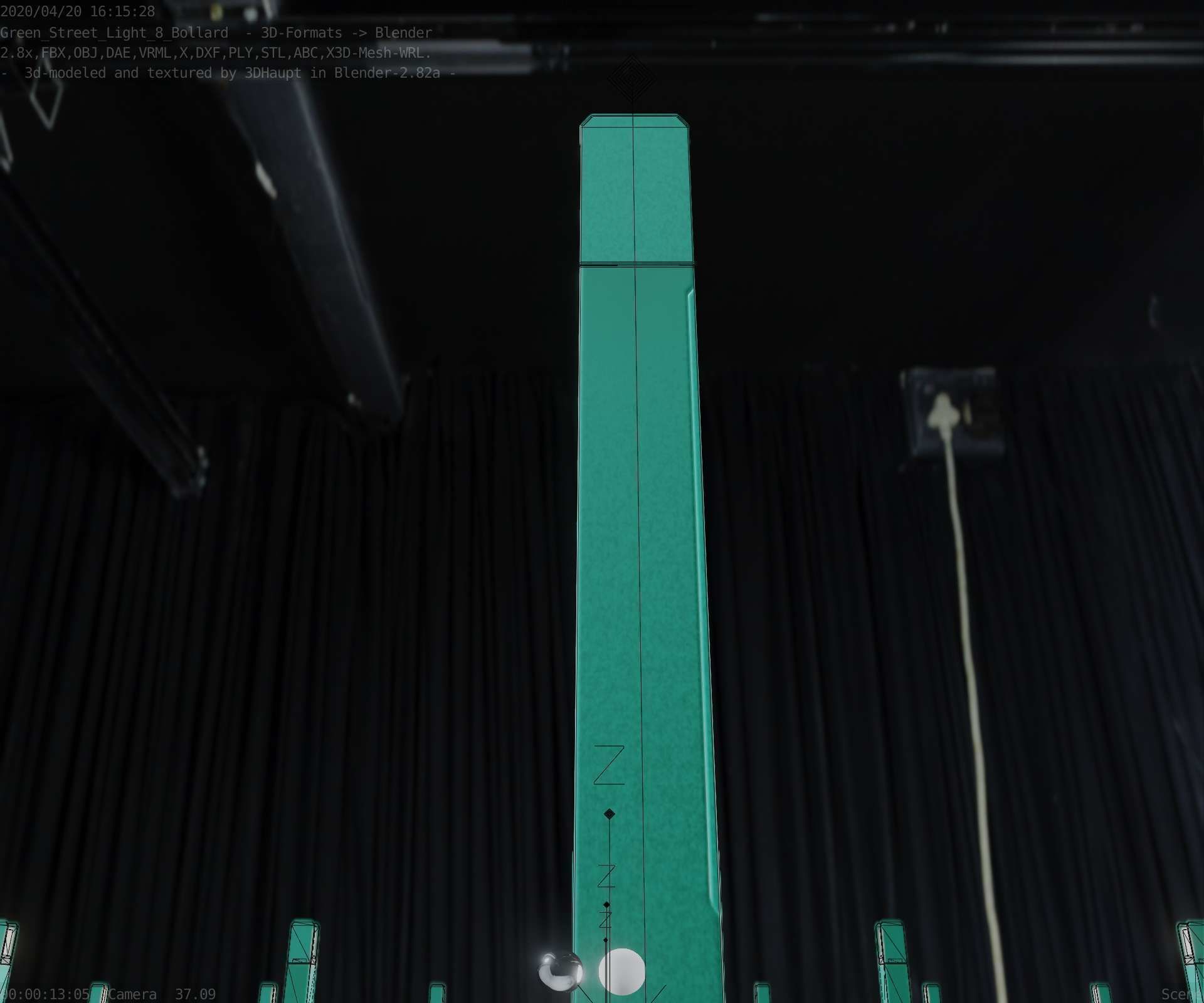 Street Light 8 Bollard 900mm Moss Green Version 1 Low-poly 3D model_18