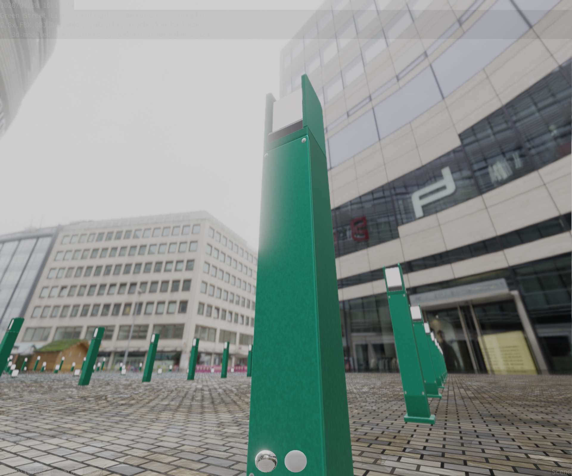 Street Light 8 Bollard 900mm Moss Green Version 1 Low-poly 3D model_90