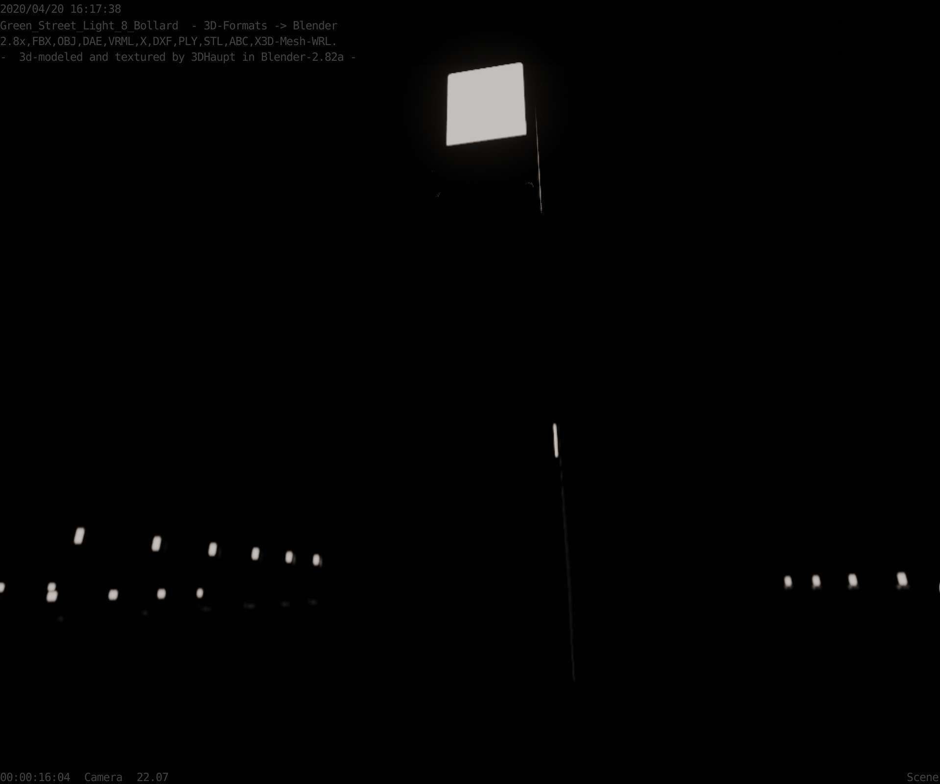 Street Light 8 Bollard 900mm Moss Green Version 1 Low-poly 3D model_88