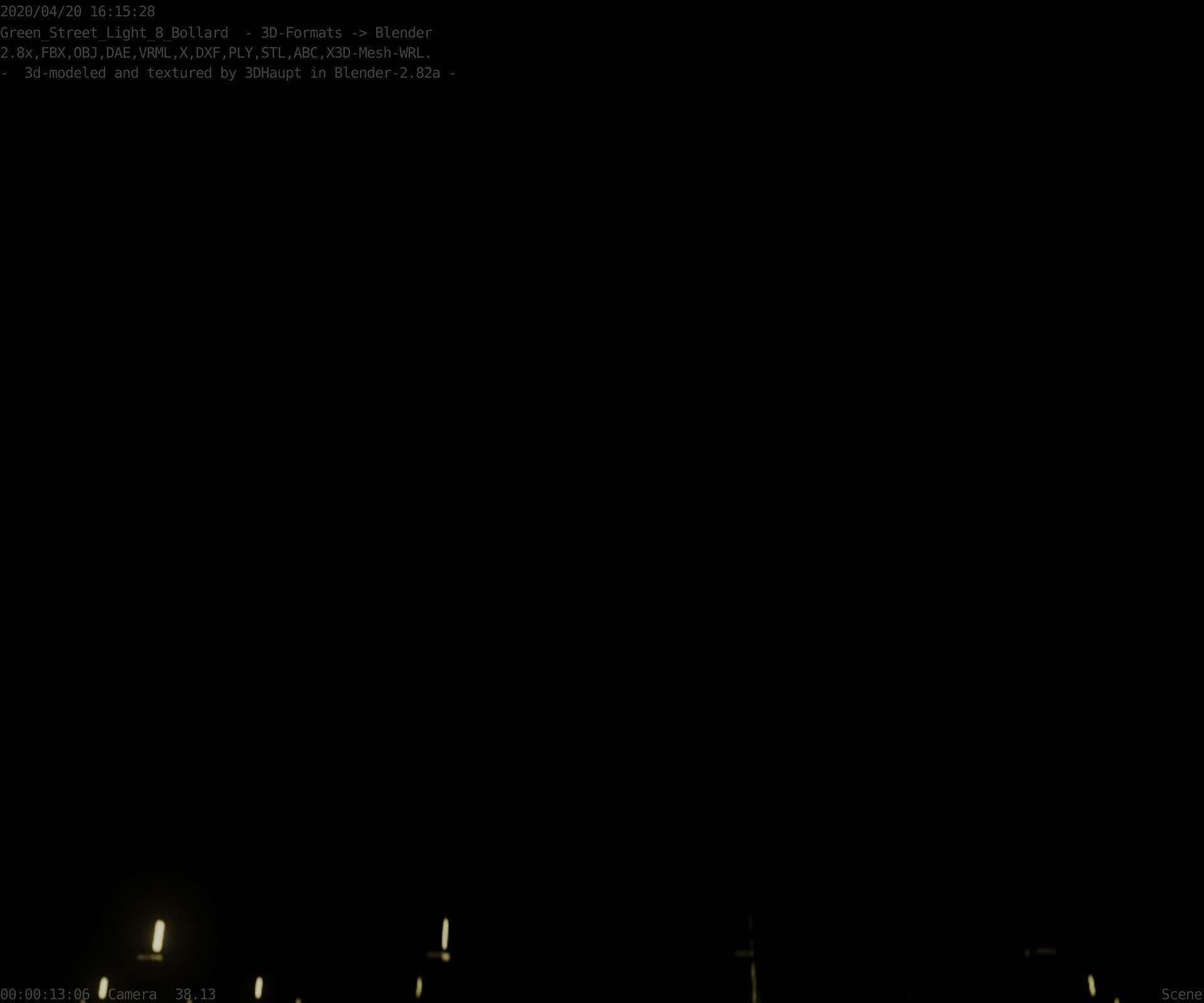 Street Light 8 Bollard 900mm Moss Green Version 1 Low-poly 3D model_19