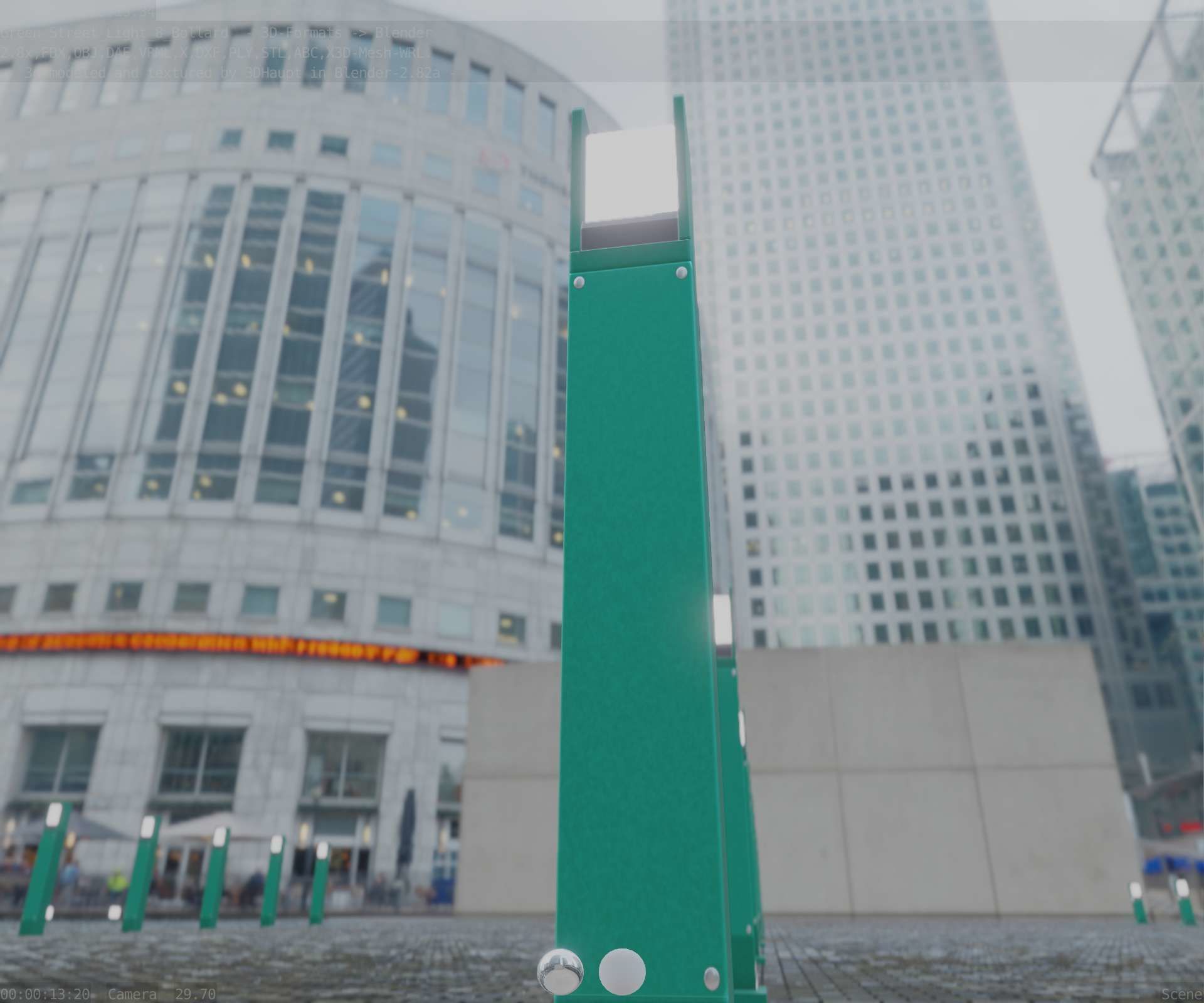 Street Light 8 Bollard 900mm Moss Green Version 1 Low-poly 3D model_32