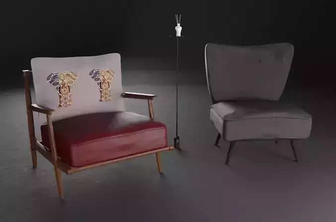 Sofa kit on exposition Low-poly 3D model