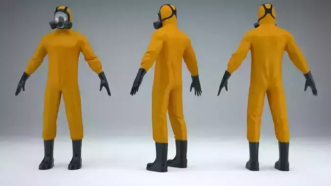 Hazmat man in gas mask 3D model