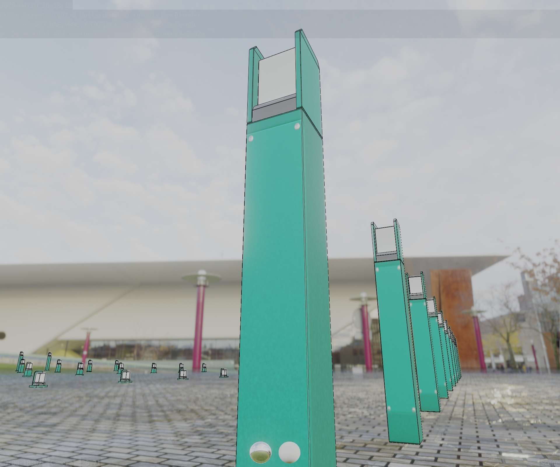 Street Light 8 Bollard 900mm Moss Green Version 4 Low-poly 3D model_34