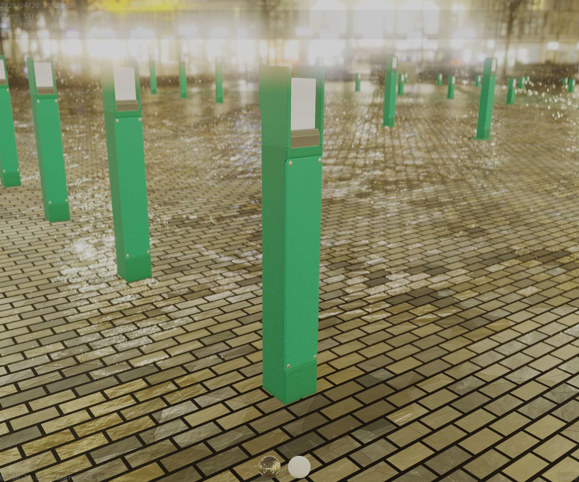 Street Light 8 Bollard 900mm Moss Green Version 4 Low-poly 3D model_82