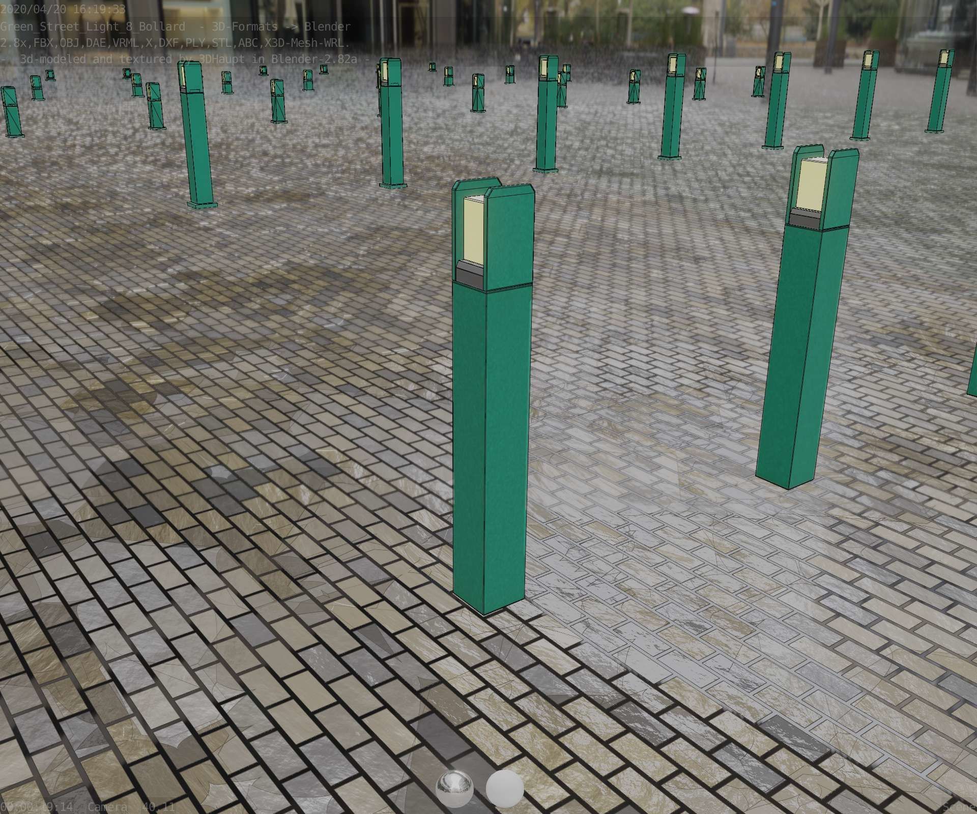Street Light 8 Bollard 900mm Moss Green Version 4 Low-poly 3D model_70