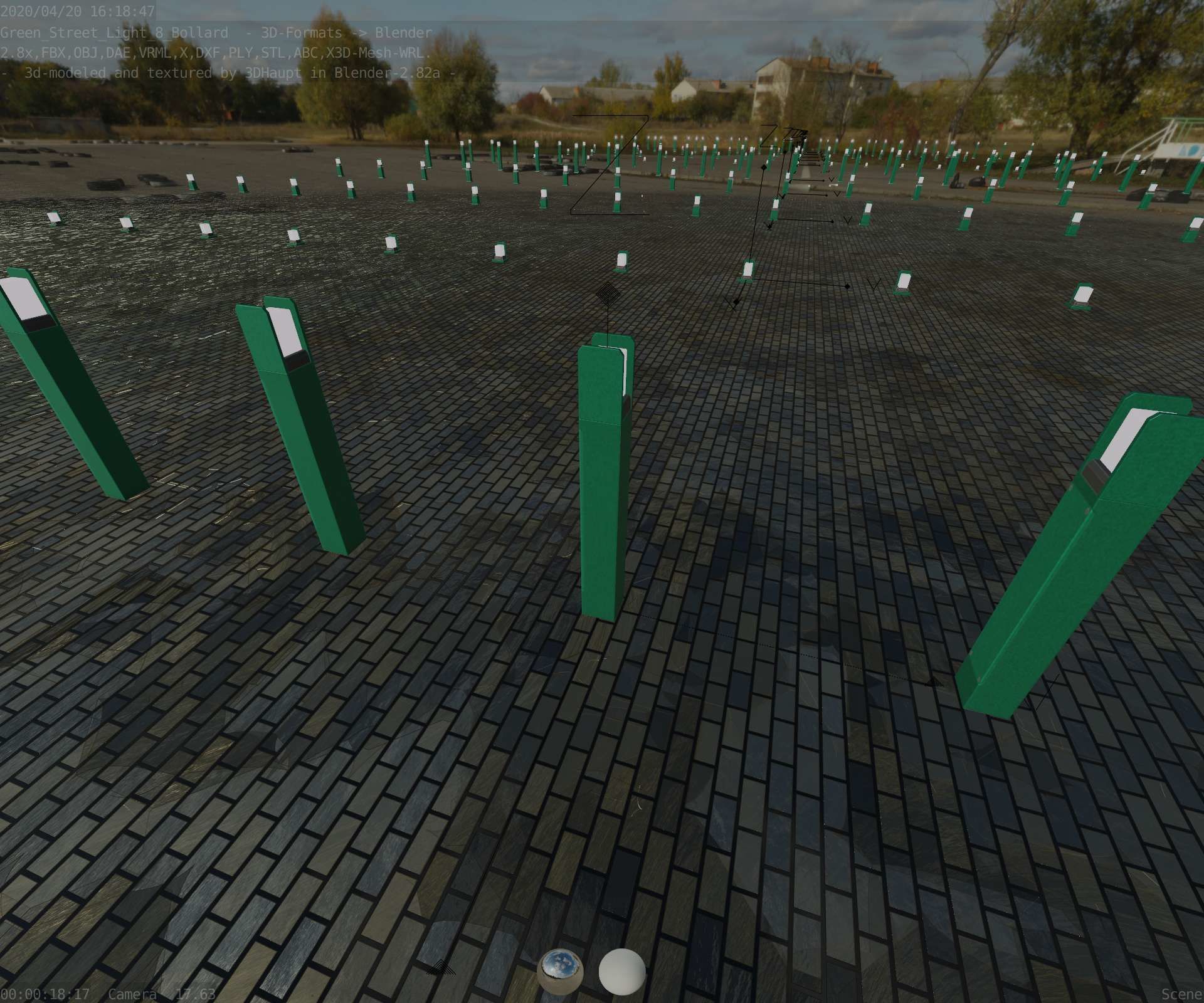 Street Light 8 Bollard 900mm Moss Green Version 4 Low-poly 3D model_49