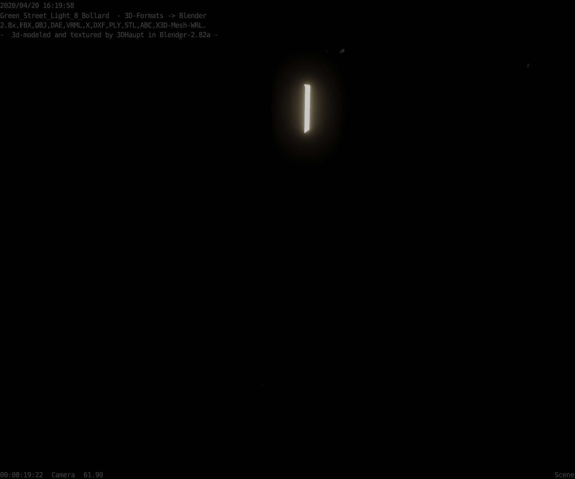 Street Light 8 Bollard 900mm Moss Green Version 4 Low-poly 3D model_78