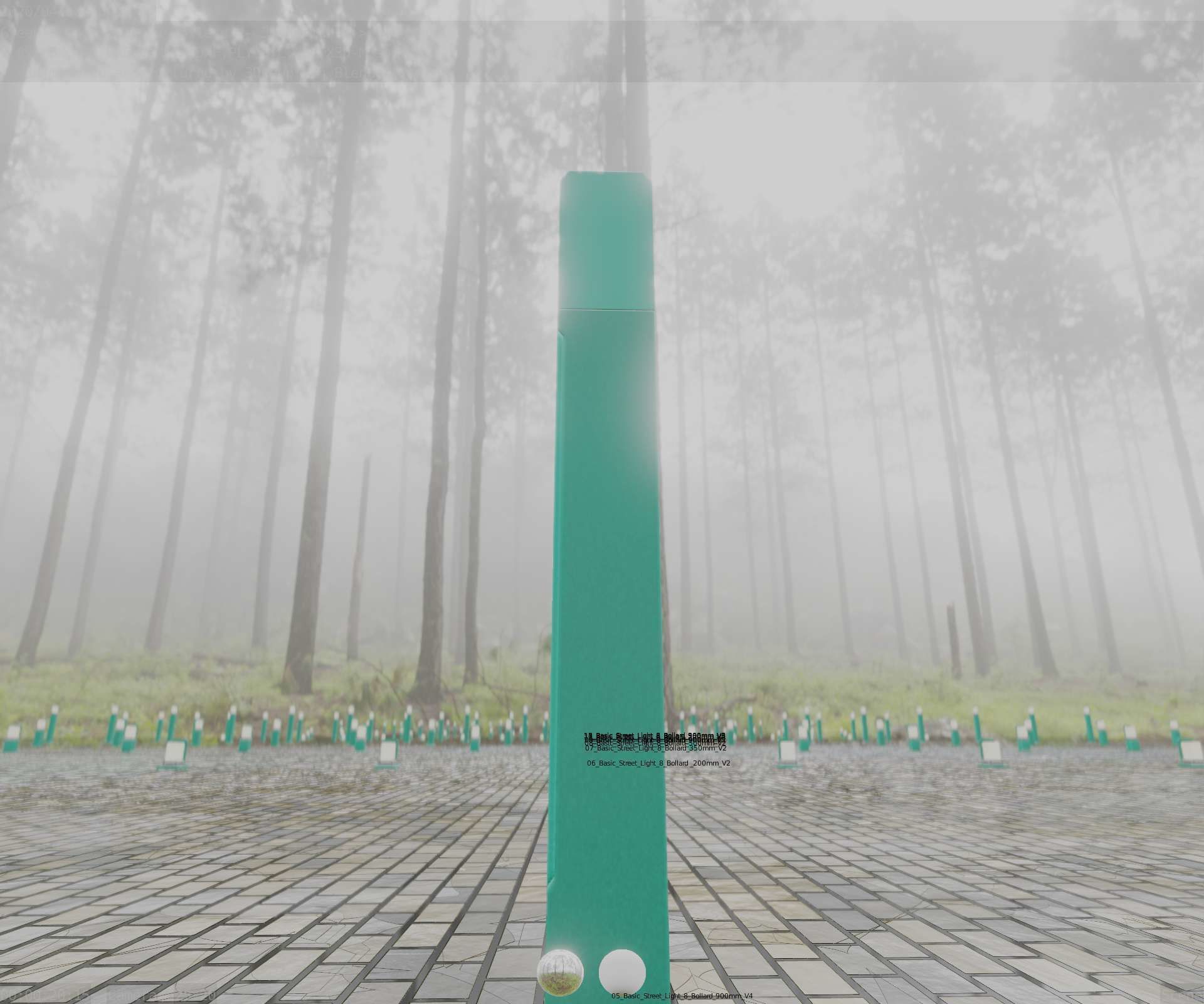 Street Light 8 Bollard 900mm Moss Green Version 4 Low-poly 3D model_95
