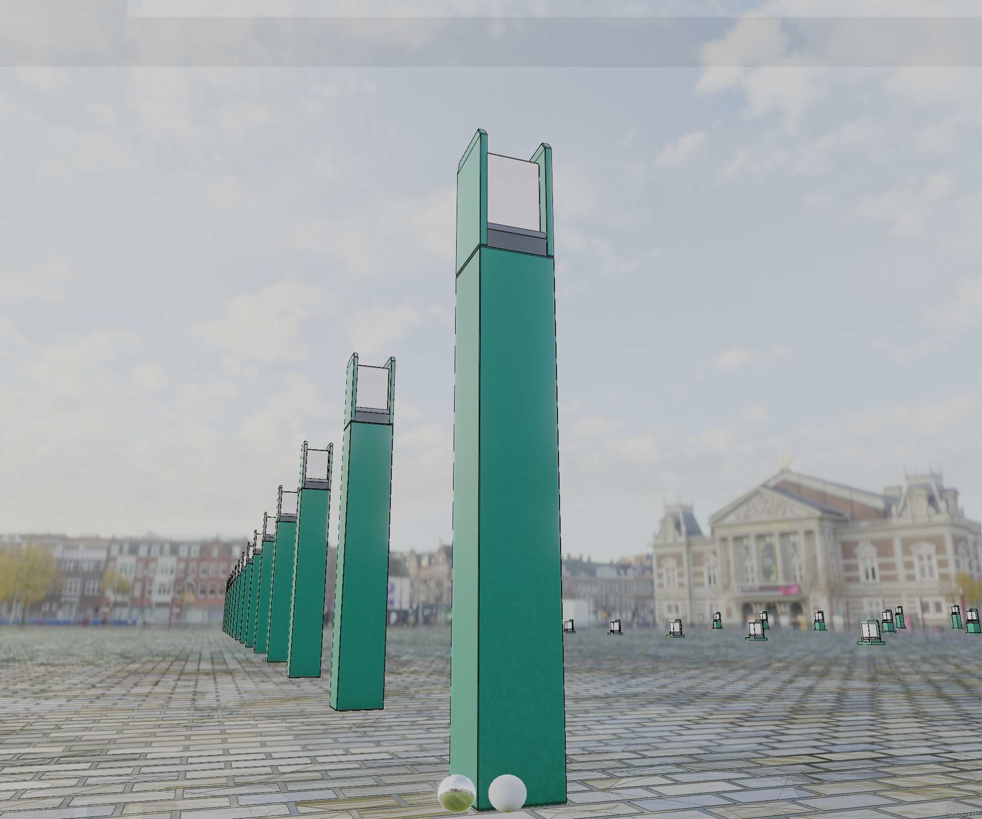 Street Light 8 Bollard 900mm Moss Green Version 4 Low-poly 3D model_5