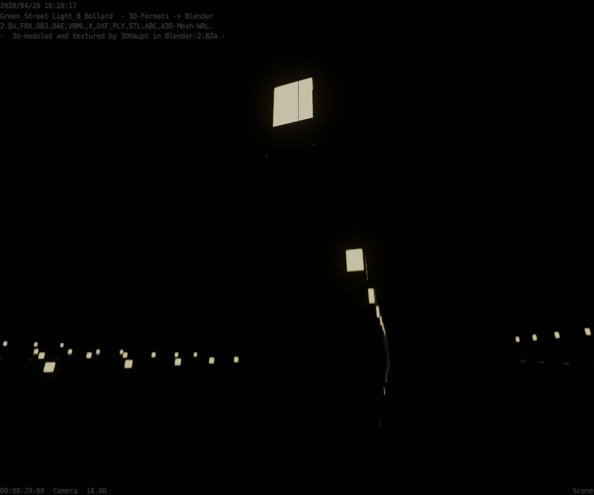 Street Light 8 Bollard 900mm Moss Green Version 4 Low-poly 3D model_88