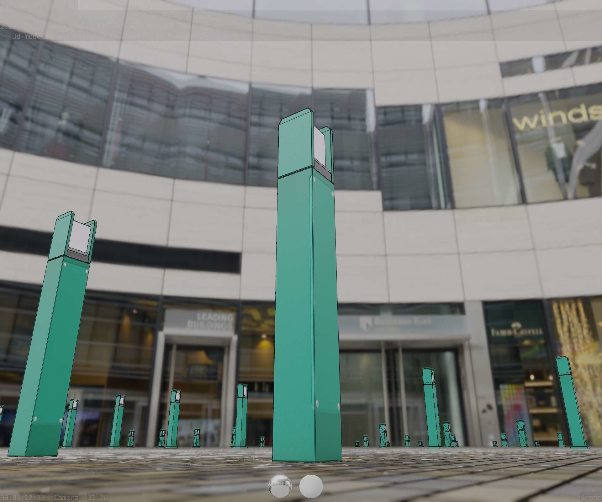 Street Light 8 Bollard 900mm Moss Green Version 4 Low-poly 3D model_22