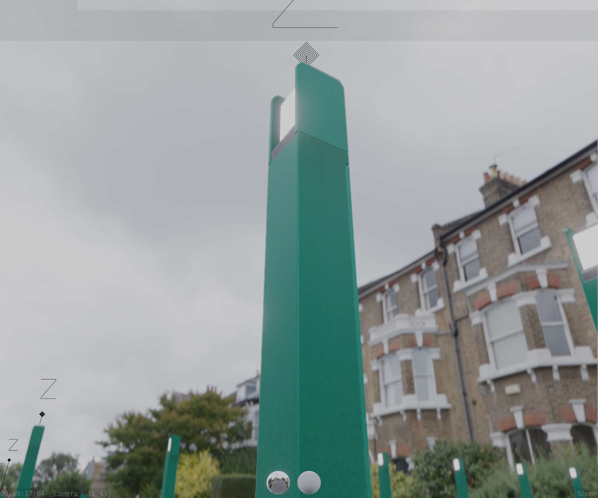 Street Light 8 Bollard 900mm Moss Green Version 4 Low-poly 3D model_13