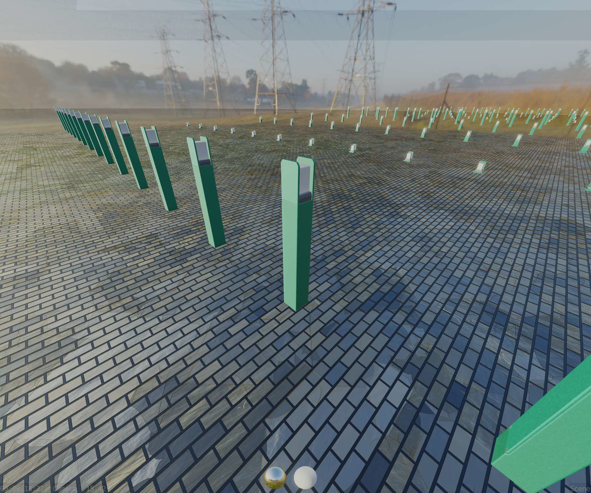 Street Light 8 Bollard 900mm Moss Green Version 4 Low-poly 3D model_54