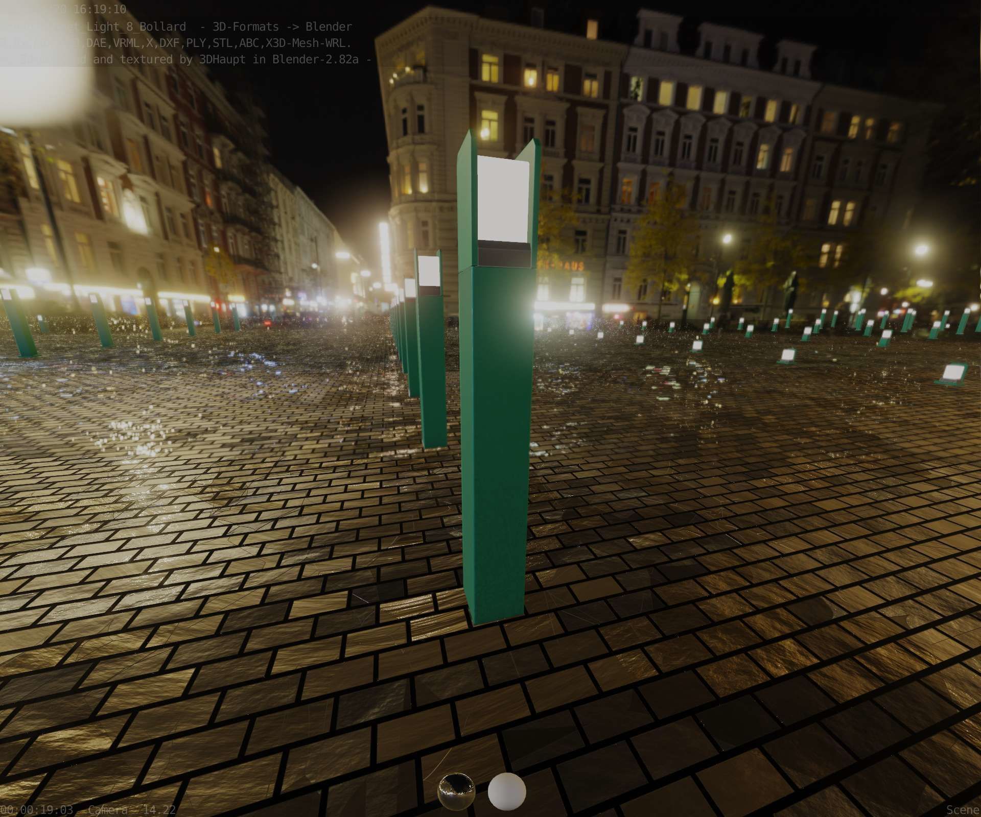 Street Light 8 Bollard 900mm Moss Green Version 4 Low-poly 3D model_59